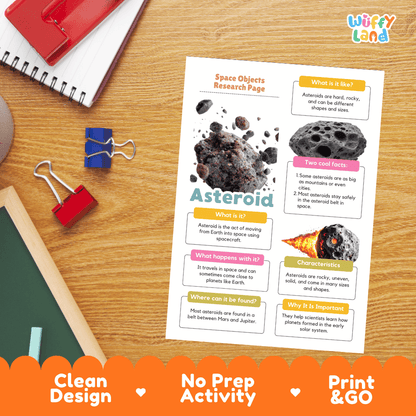 Asteroid Solar System Research Project Worksheets and Fact Sheet