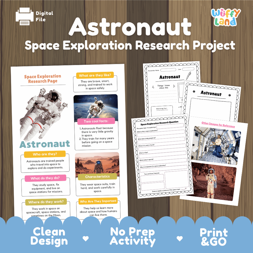 Astronaut Space Exploration Research Project Worksheets and Fact Sheet