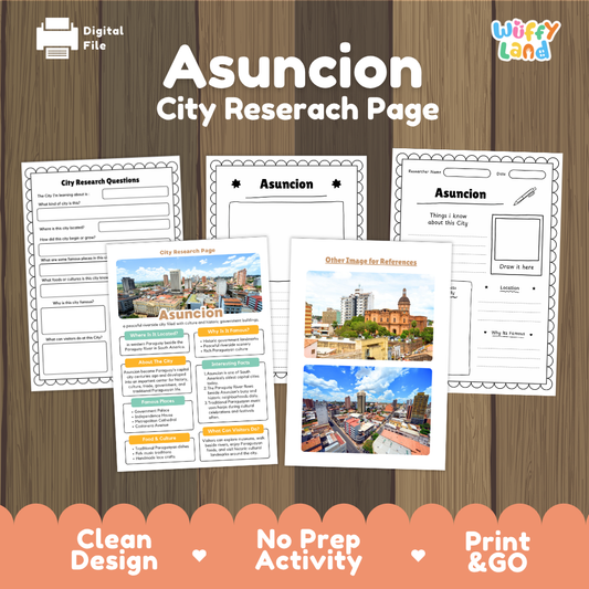 Asuncion City Research Project Worksheets and Fact Sheet