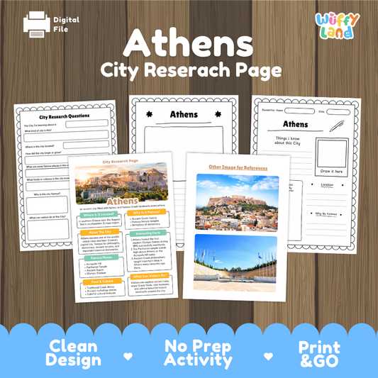 Athens Greece City Research Project Activity Worksheets and Fact Sheet
