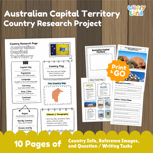 Australian Capital Territory Country Research Project Worksheets and Activity Pages