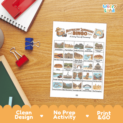 Australian Landmarks Geography BINGO Games Printable Elementary Activity Cards