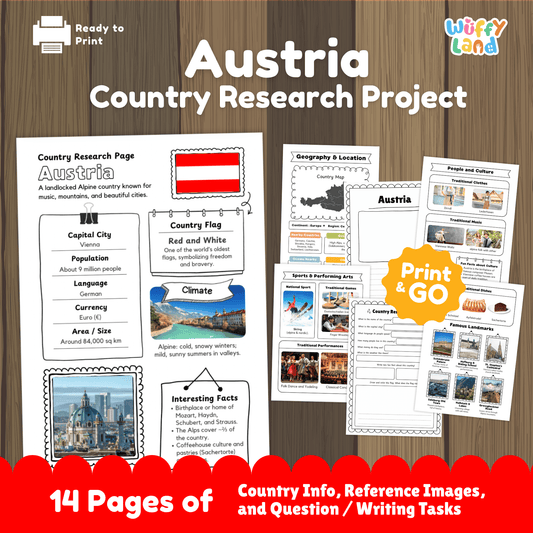 AUSTRIA Country Study | Geography Research Project & Printable Worksheets