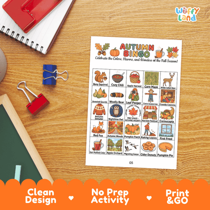 Autumn Fall Season BINGO Games Printable Activity