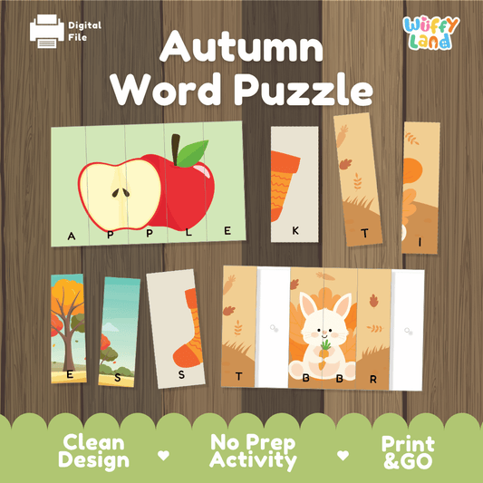 Autumn Word Puzzle - Fall Literacy Center Activity