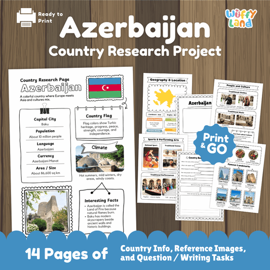 Azerbaijan Country Research Project | Geography Worksheets and Writing Tasks