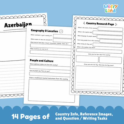 Azerbaijan Country Research Project | Geography Worksheets and Writing Tasks