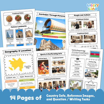 Azerbaijan Country Research Project | Geography Worksheets and Writing Tasks