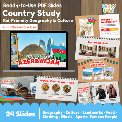 Azerbaijan Country Study Kid Friendly Geography & Culture PDF Slides