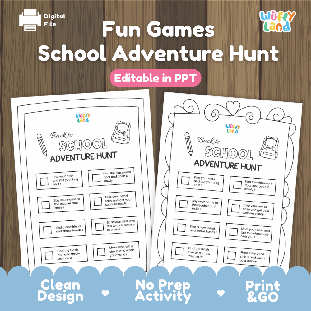 Back to School Adventure Hunt Printable Activity Worksheets