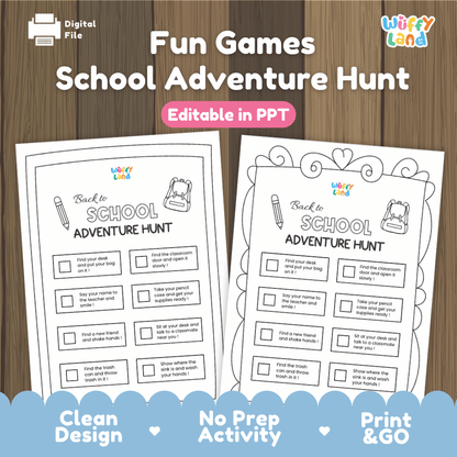 Back to School Adventure Hunt Printable Activity Worksheets