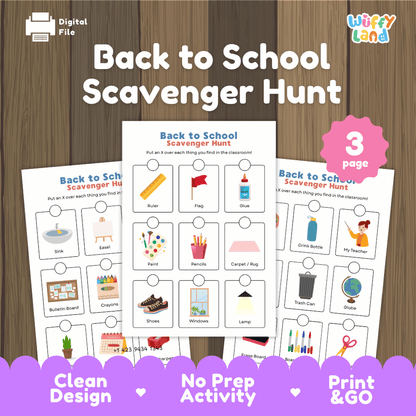 Back to School Scavenger Hunt Classroom Activity Printable Worksheets
