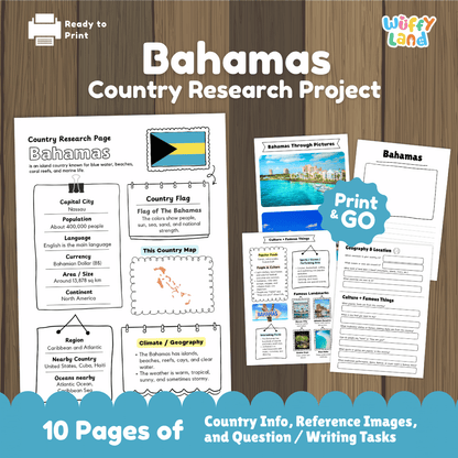 Bahamas Country Research Project Worksheets and Activity Pages