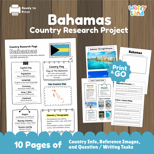 Bahamas Country Research Project Worksheets and Activity Pages