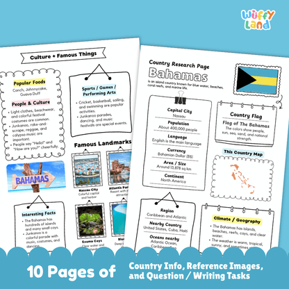 Bahamas Country Research Project Worksheets and Activity Pages