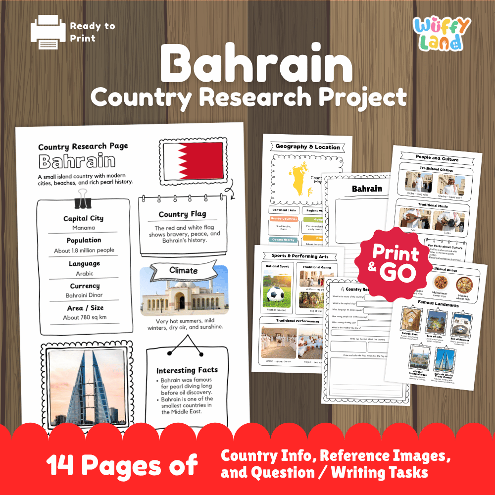 Bahrain Country Research Project Worksheets