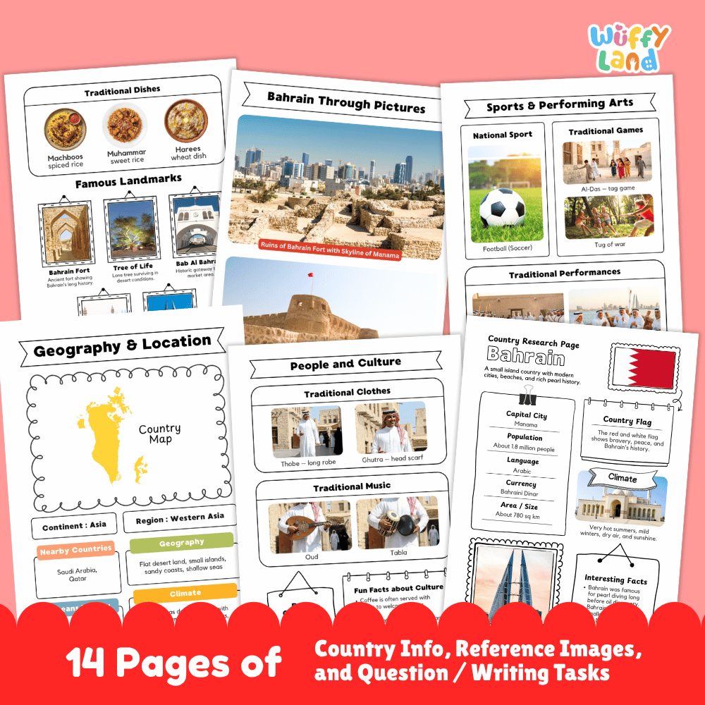 Bahrain Country Research Project Worksheets