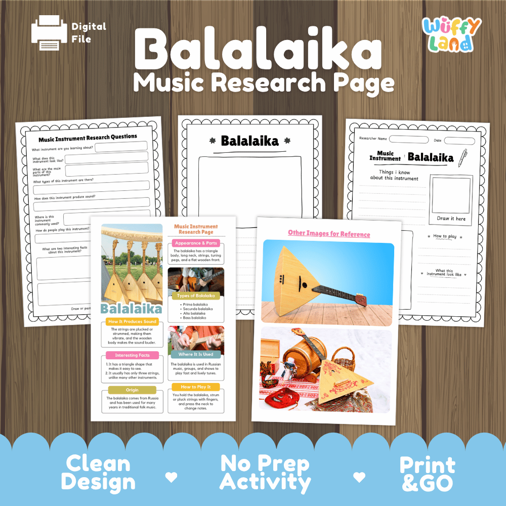 Balalaika Music Research Page Worksheets and Information Poster