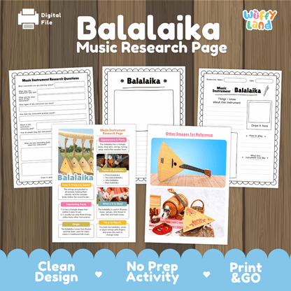 Balalaika Music Research Page Worksheets and Information Poster