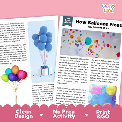 Complete teacher answer key worksheet providing detailed model responses for balloon comprehension questions