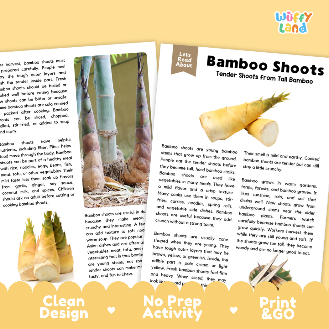 Teacher answer key page showing complete question solutions for bamboo shoots reading comprehension practice