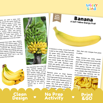 Teacher answer key page showing complete question solutions for Banana nature and science reading comprehension practice
