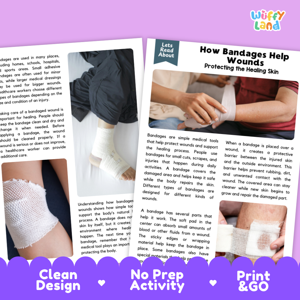 Complete teacher answer key worksheet providing detailed model responses for bandage comprehension questions
