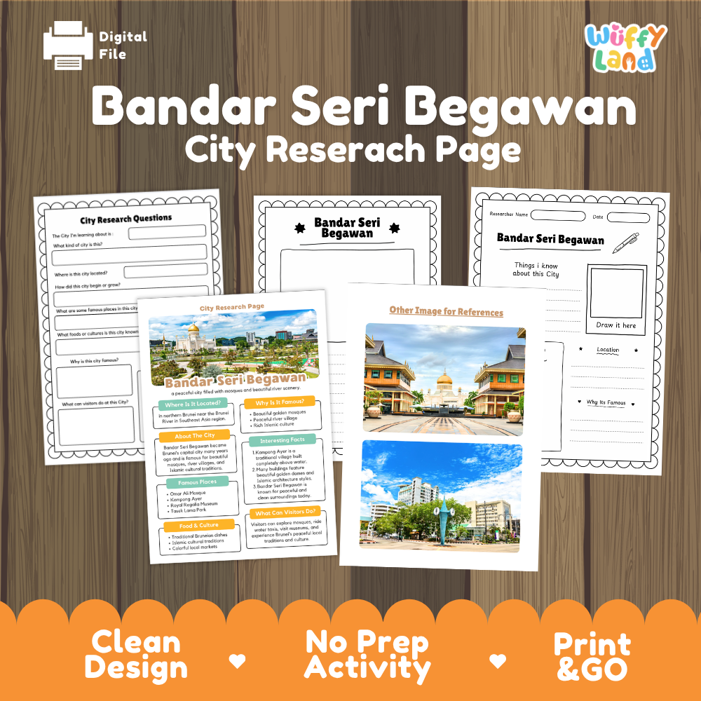 Bandar Seri Begawan City Research Page Worksheets and Fact Sheet Activity