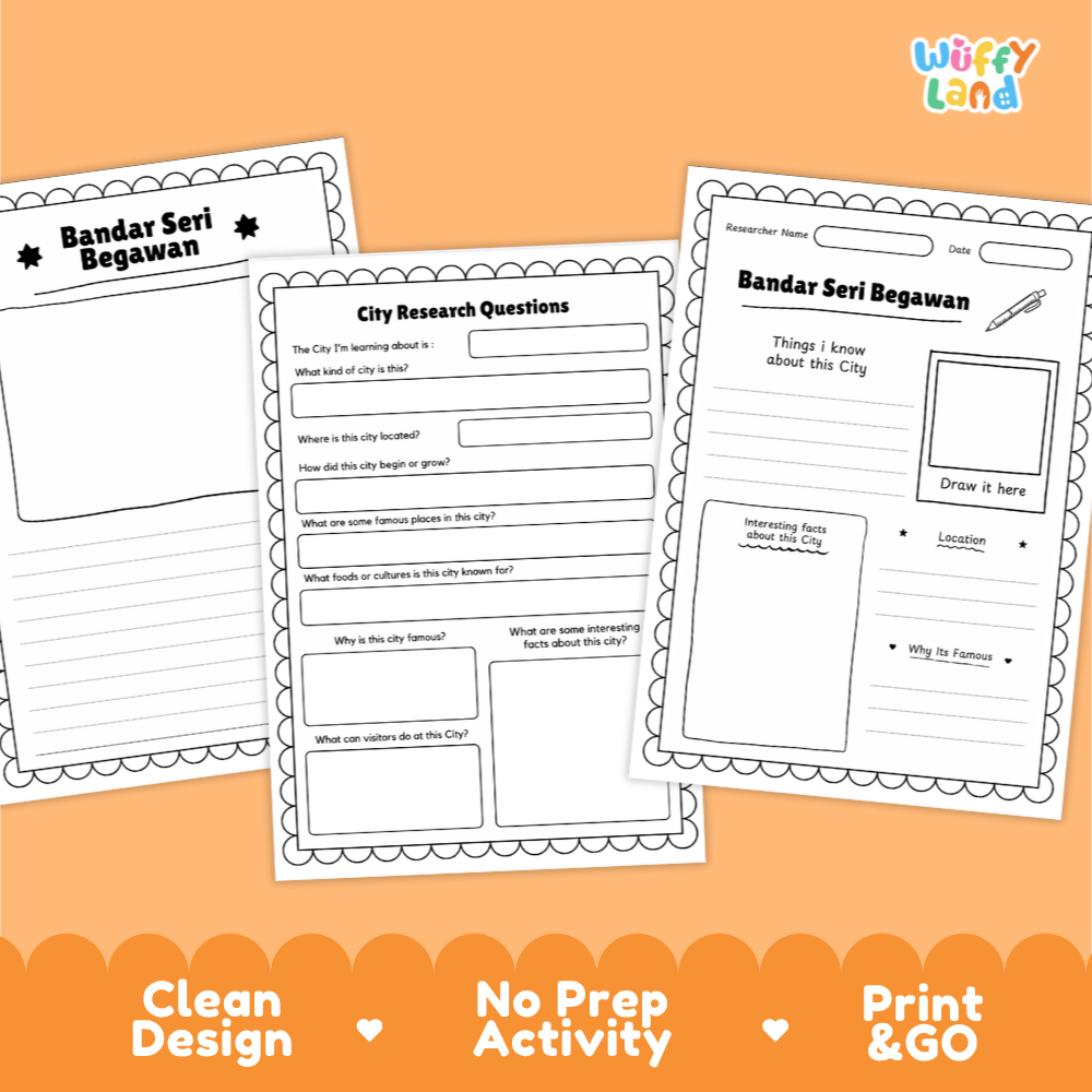 Bandar Seri Begawan City Research Page Worksheets and Fact Sheet Activity