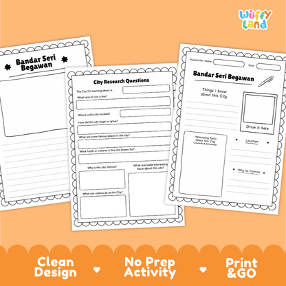 Bandar Seri Begawan City Research Page Worksheets and Fact Sheet Activity