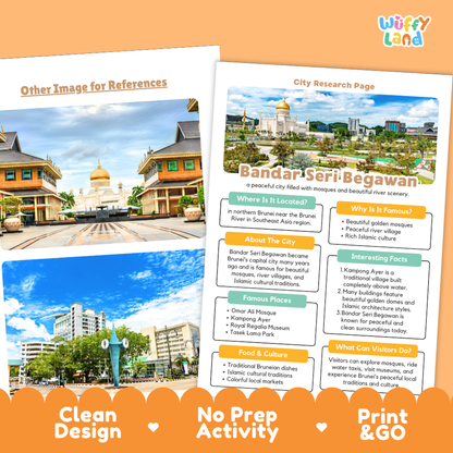 Bandar Seri Begawan City Research Page Worksheets and Fact Sheet Activity