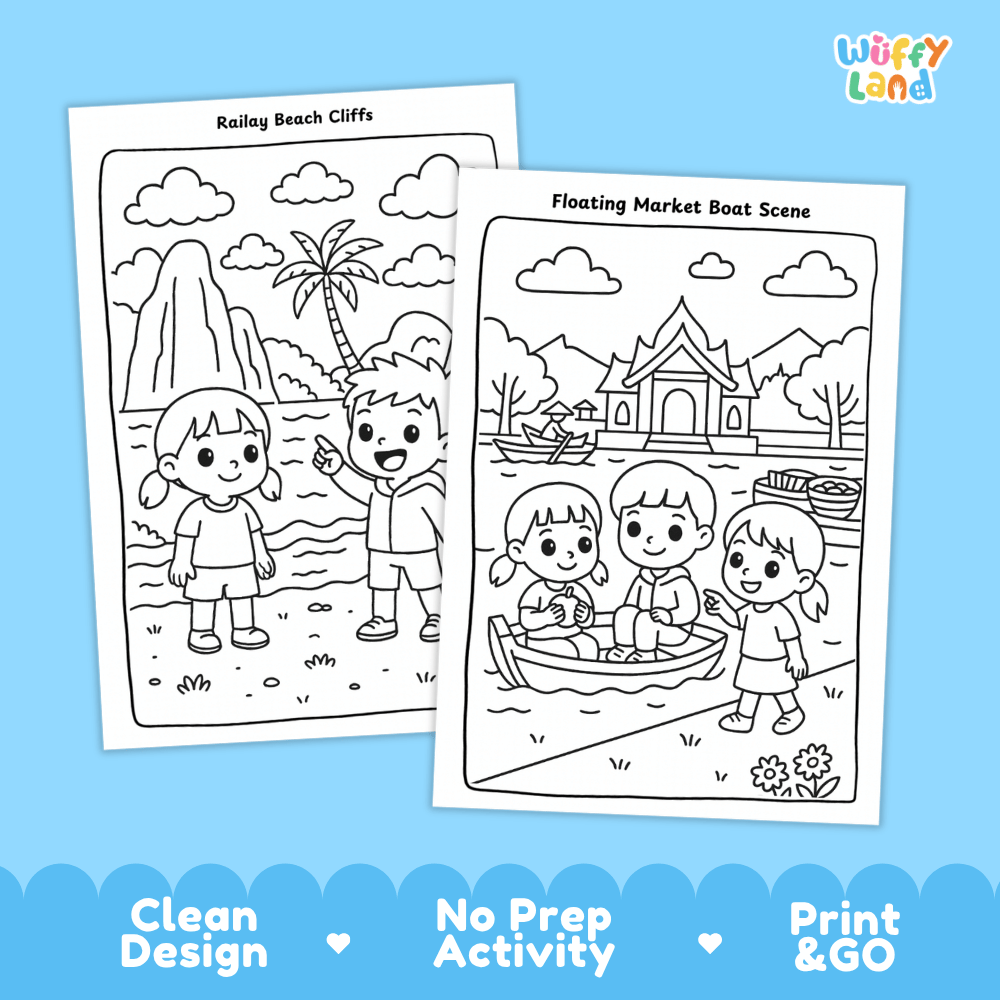 Thailand Geography Coloring Pages Worksheets