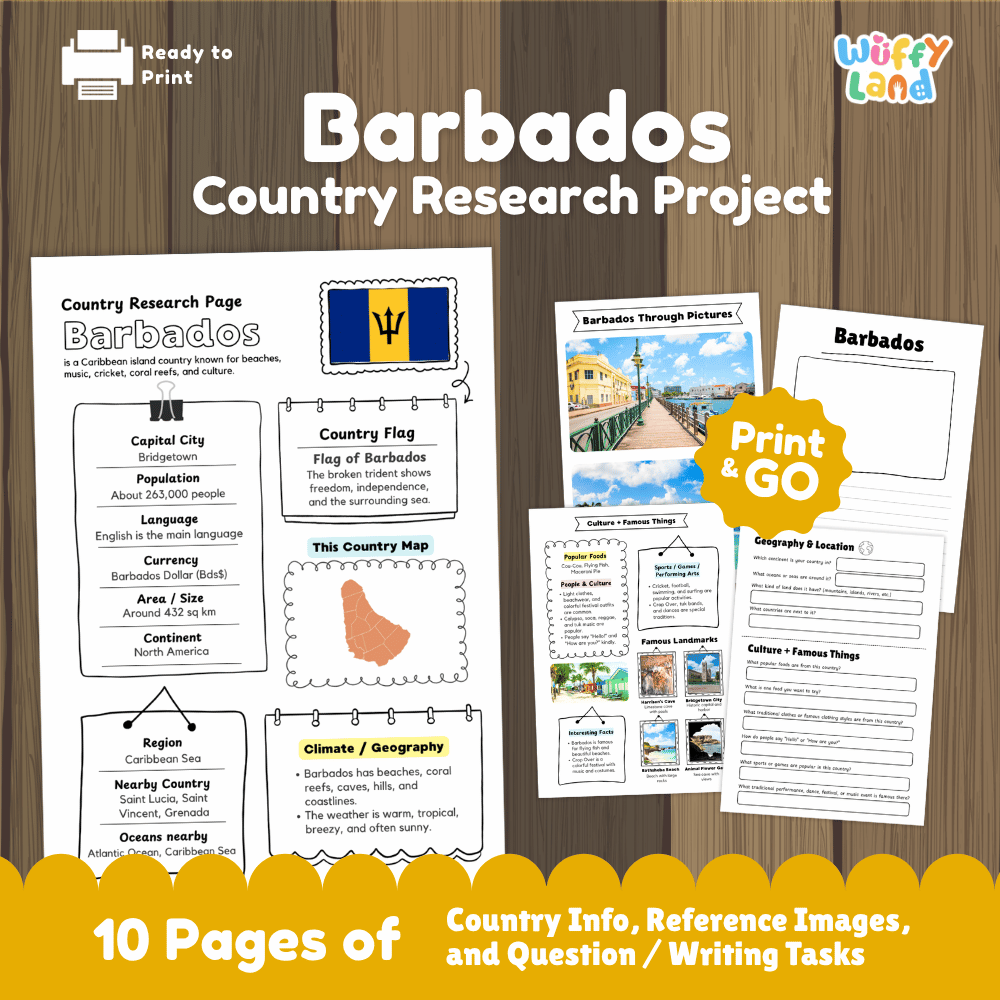 Barbados Country Research Project Worksheets and Activity Pages