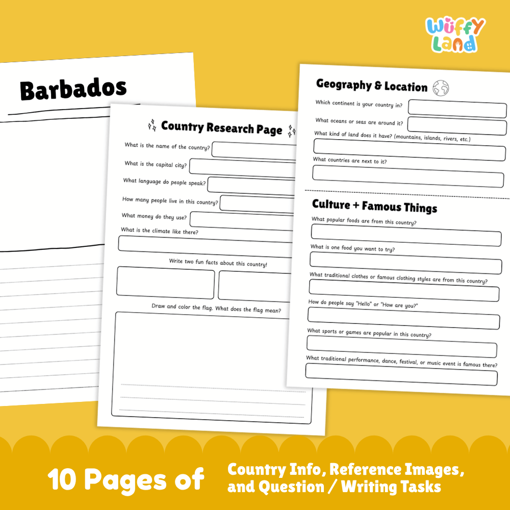 Barbados Country Research Project Worksheets and Activity Pages