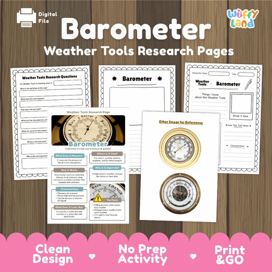 Barometer Weather Tools Research Pages Worksheets Weather Science Activity