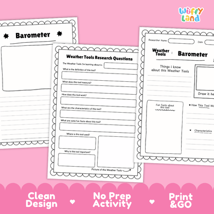 Barometer Weather Tools Research Pages Worksheets Weather Science Activity