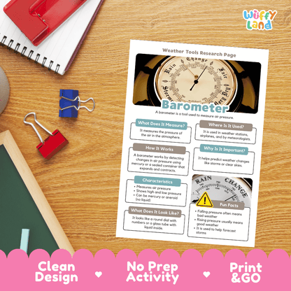 Barometer Weather Tools Research Pages Worksheets Weather Science Activity