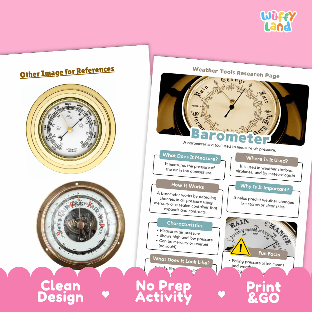 Barometer Weather Tools Research Pages Worksheets Weather Science Activity