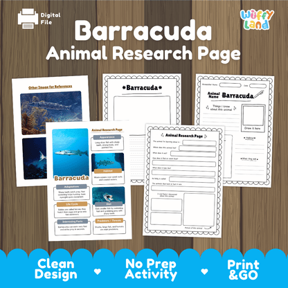 Barracuda Animal Research Page Worksheets