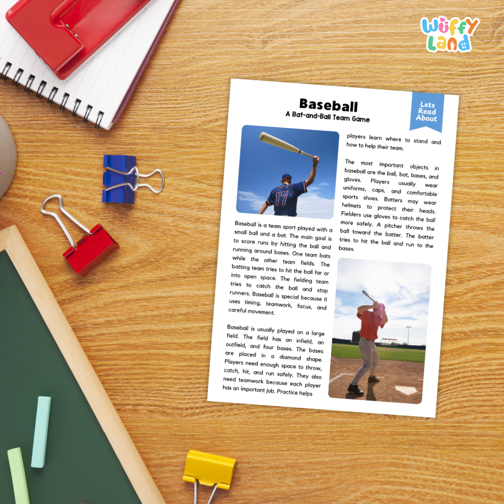 Baseball Sports Reading Passages and Comprehension Questions Worksheets