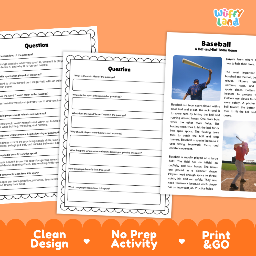 Basketball Sports Reading Passages and Comprehension Questions Worksheets
