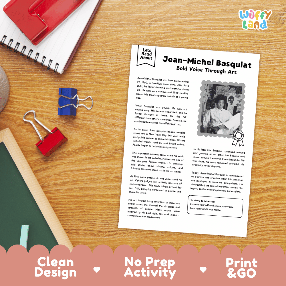 Reading comprehension question worksheet and teacher answer key covering key facts about Jean-Michel Basquiat