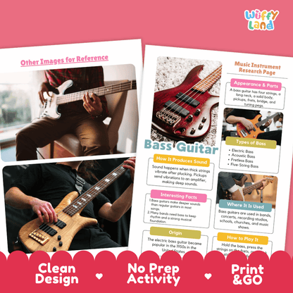 Bass Guitar Music Research Page Worksheets