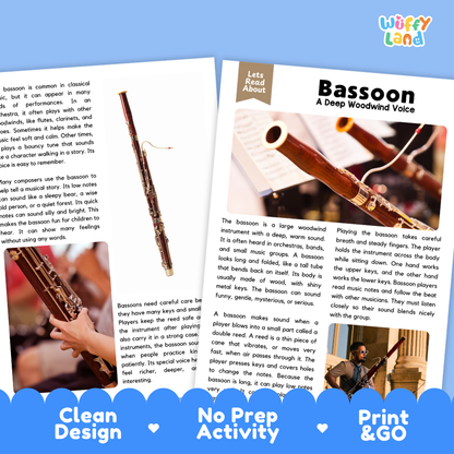 Teacher answer key page showing complete question solutions for Bassoon music education reading comprehension practice