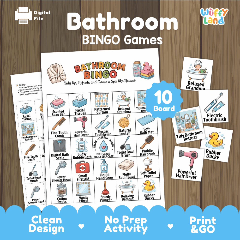 Bathroom Bingo Games Printable Daily Hygiene Activities