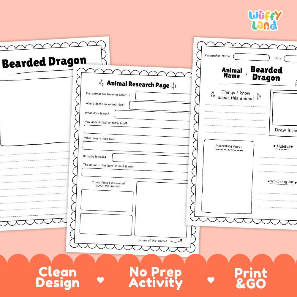 Bearded Dragon Animal Research Project Printable Informational Writing Worksheets