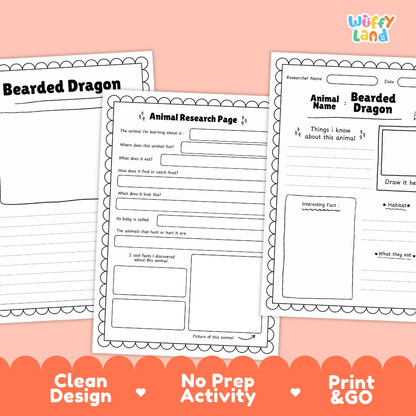 Bearded Dragon Animal Research Project Printable Informational Writing Worksheets