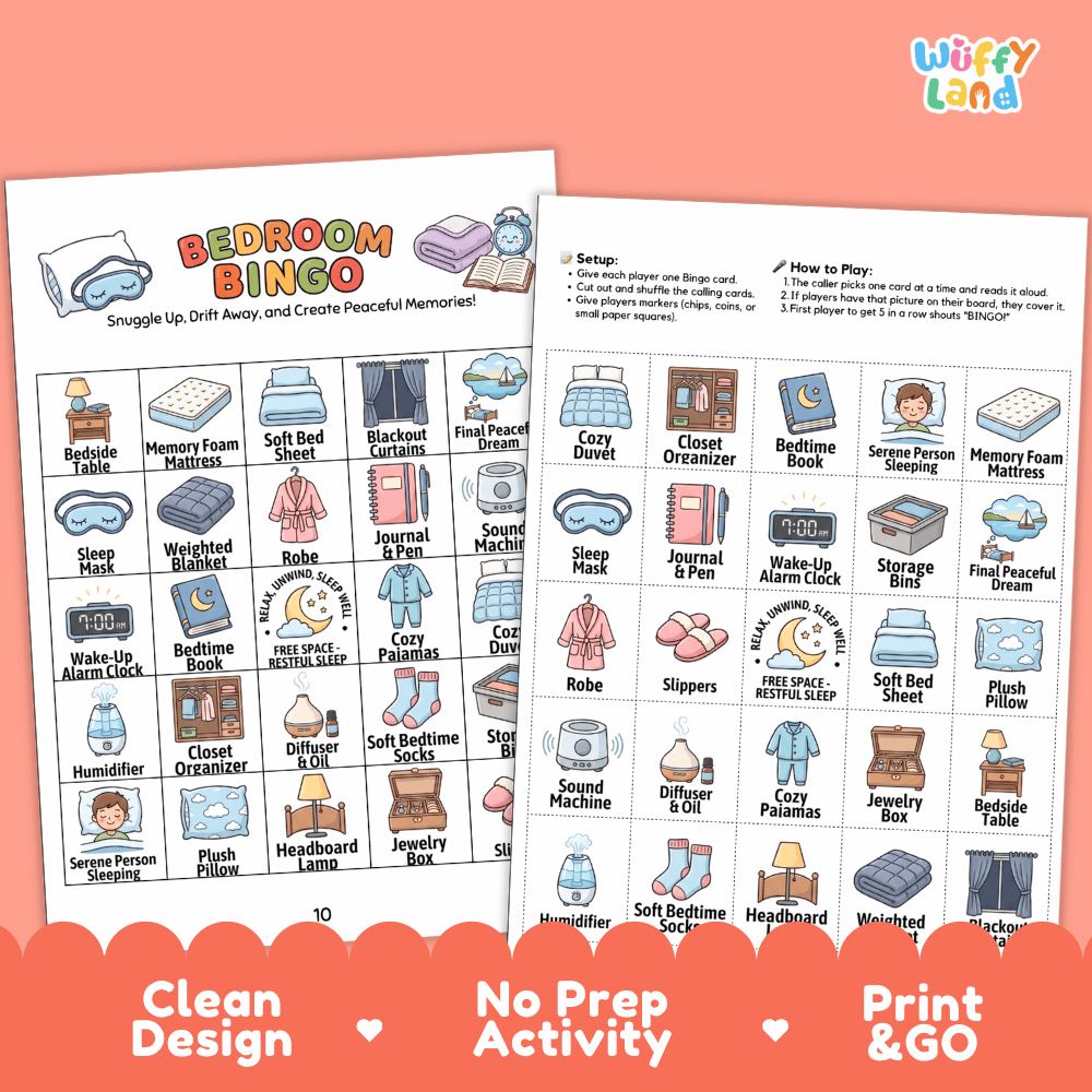 Bedroom Bingo Games Printable Everyday Items Activities