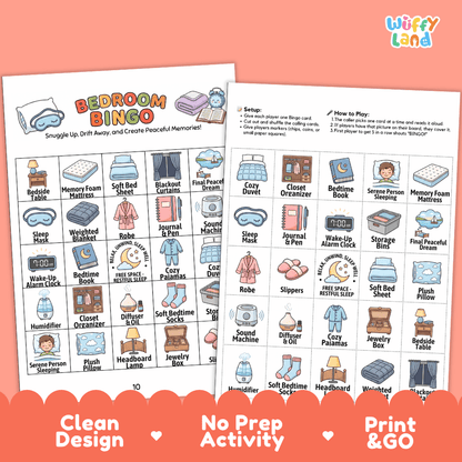 Bedroom Bingo Games Printable Everyday Items Activities