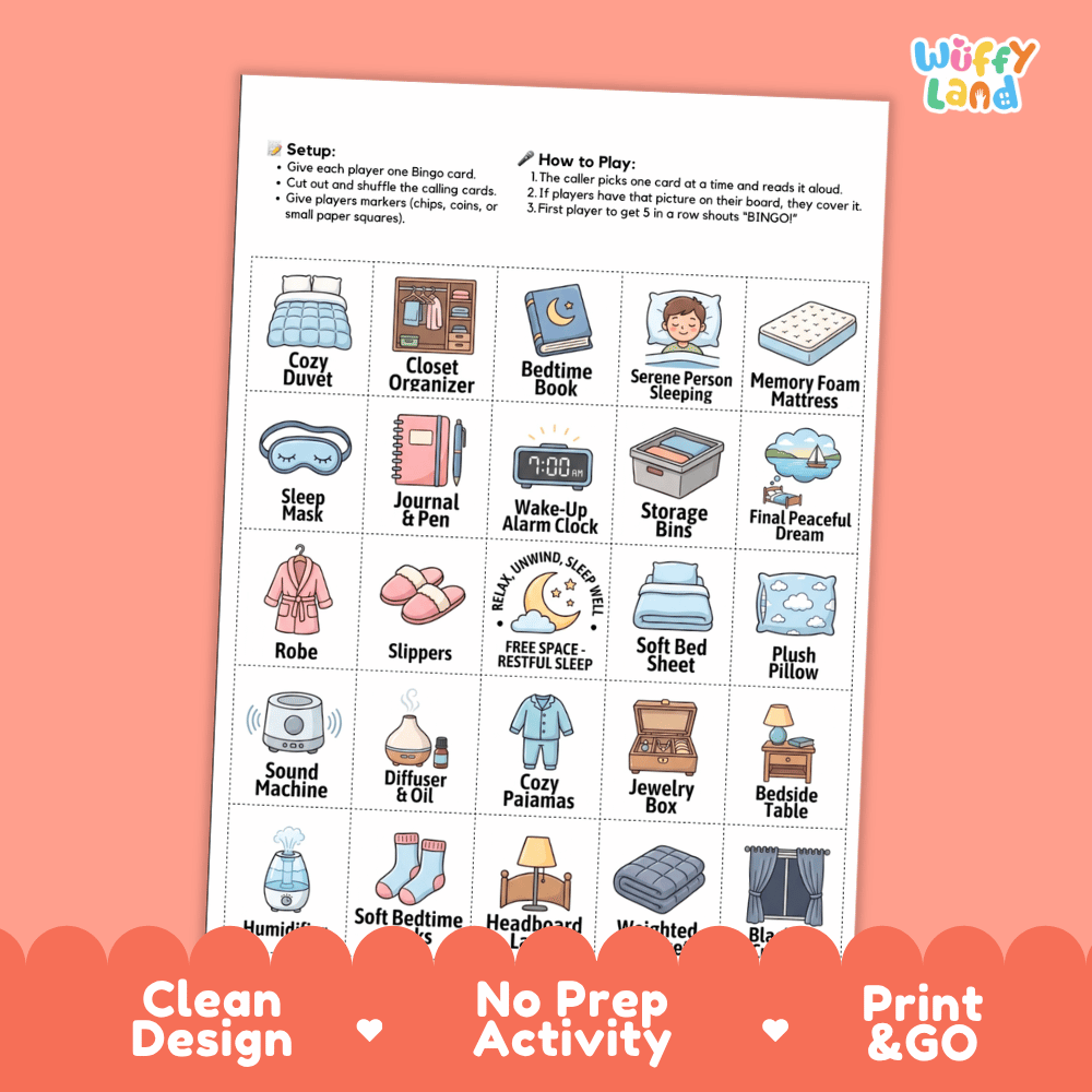 Bedroom Bingo Games Printable Everyday Items Activities